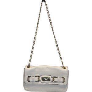 Michael Kors Hamilton small leather flap shoulder bag in white/vanilla